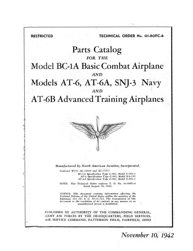 North American Bc-1A, At-6, At-6A, At-6B Parts Catalog (01-60Fc-4) 1