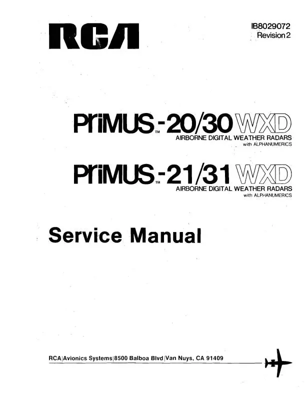 Rca - Primus - Honeywell - Sperry Primus-20-30 & 21-31 Wxd Maintenance Manual (Ib8029072) 1