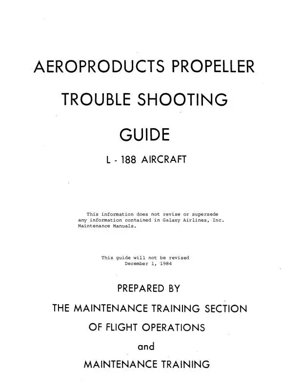 Aeroproducts Propeller Trouble Shooting Guide L-188 Trouble Shooting (#54) 1