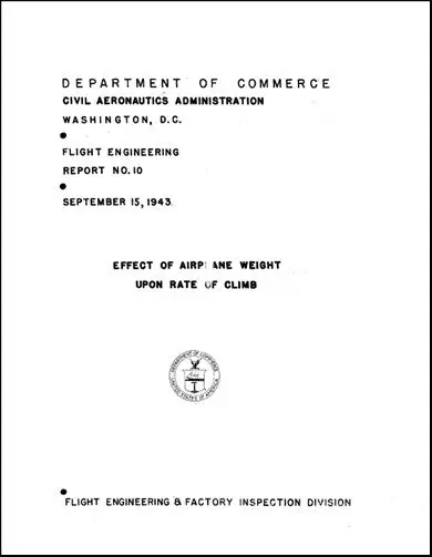 Us Government Effect Of Airplane Weight Upon Rate Climb Instruction Book (Report-#10) 1