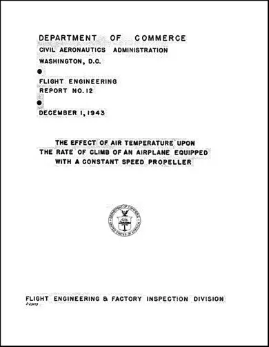 Us Government Effect Of Air Temperature Upon Rate Of Climb Instruction Book (Report-#12) 1