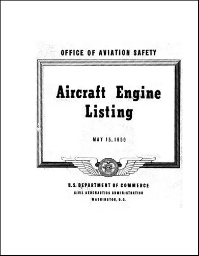 Us Government Aircraft Engine Listing 1950 Engine Listing (Usacenginelisting-C) 1