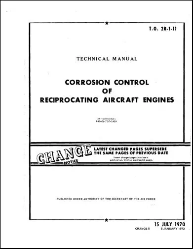 Us Government Corrosion Control Of Reciprocating Aircraft Engines Technical Manual (To-2R-1-11) 1
