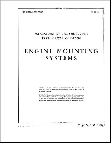 Us Government Engine Mounting Systems 1945 Instruction With Parts Catalog (3/1/1951) 1