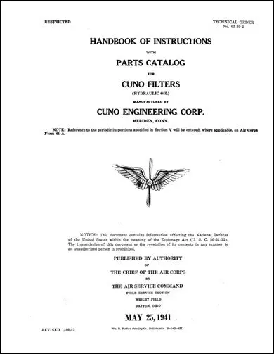 Us Government Cuno Hydraulic Oil Filters Instructions With Parts (3/30/2002) 1