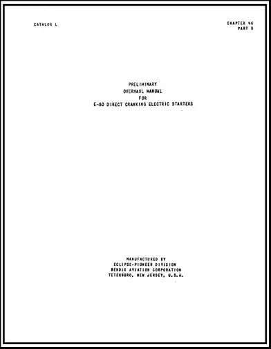 Eclipse Aviation Corporation E-80 Engine Starter Overhaul Manual (Ece80-Oh-C) 1
