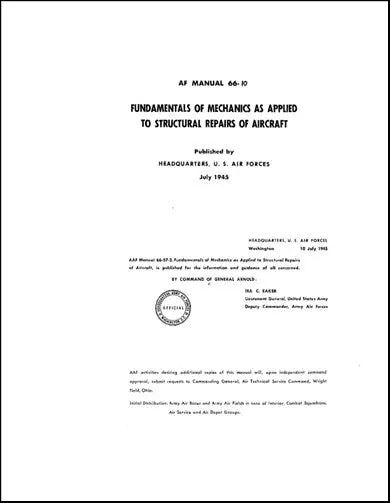 Us Government Fundamentals Of Mechanics Structural Repair (Af-66-10) 1