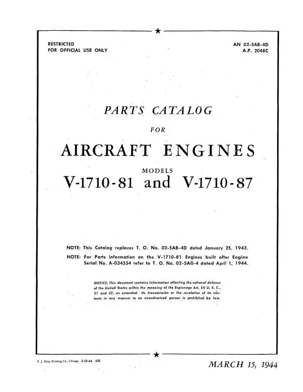 Allison V-1710-81 And -87 1944 Parts Catalog (02-5Ab-4D) 1