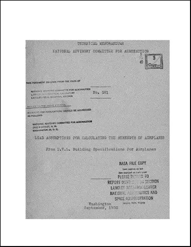 Us Government Load Assumptions For Calculating Technical Memorandums (No.-581) 1
