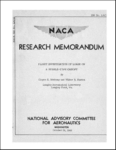 Us Government Flight Investigation Of Loads Naca Research Memorandum (L8c30) 1