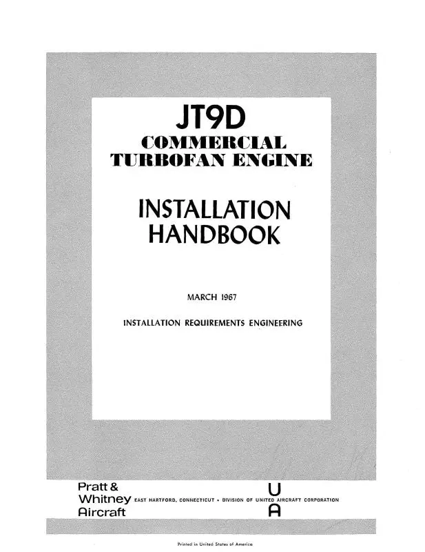 Pratt & Whitney Aircraft Jt9d 1967 Installation Handbook (Pwjt9d-67-In-C) 1