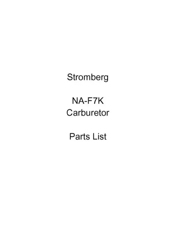 Bendix Na-F7k Stromberg Carburetors Parts (Bxnaf7k-P-C) 1