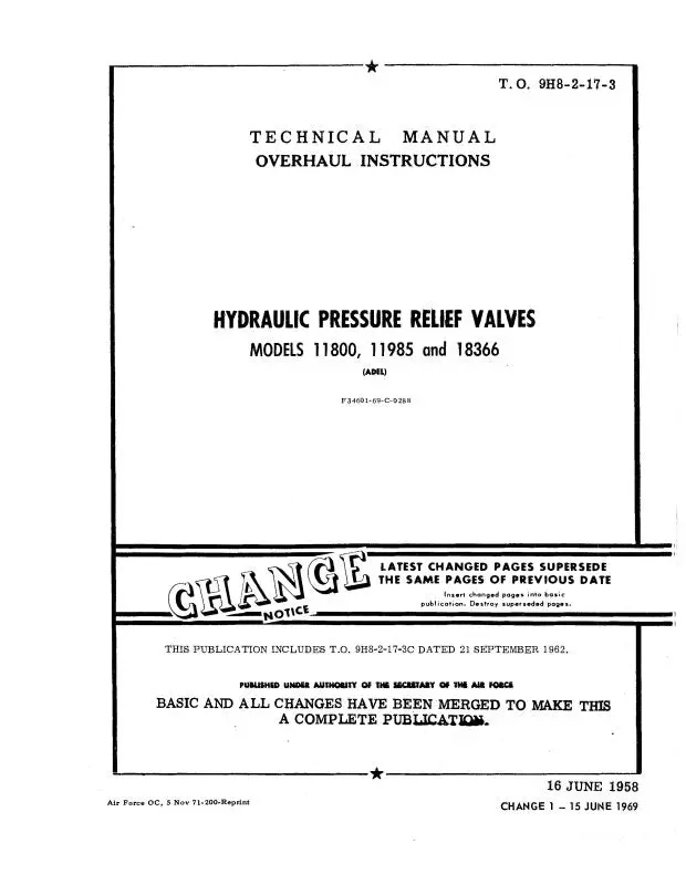 Adel Hydraulic Pressure Relief Valves Overhaul Instructions (9H8-2-17-3) 1