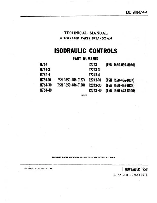 Adel Isodraulic Controls Illustrated Parts (9H8-17-4-4) 1