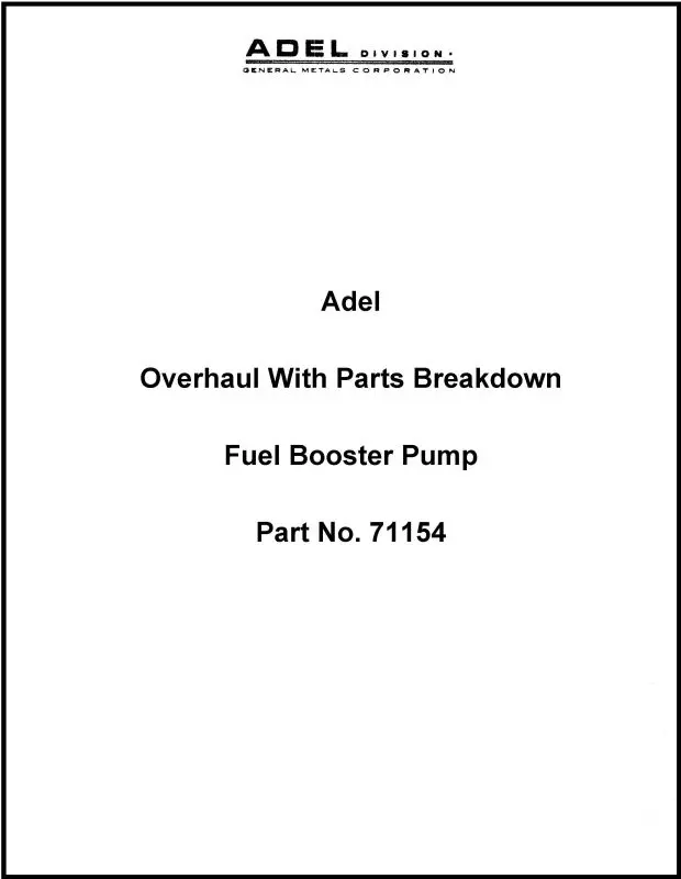 Adel Fuel Boost Pump 1965 Overhaul With Parts Breakdown (271-242) 1