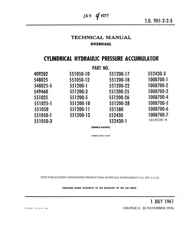Bendix Hydraulic Pressure Accumulator Overhaul Manual (9H1-2-2-3) 1