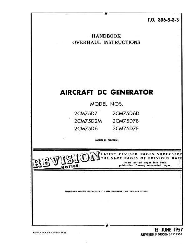 General Electric Company Dc Starter-Generator 1957 Overhaul Instructions (8D6-5-8-3) 1