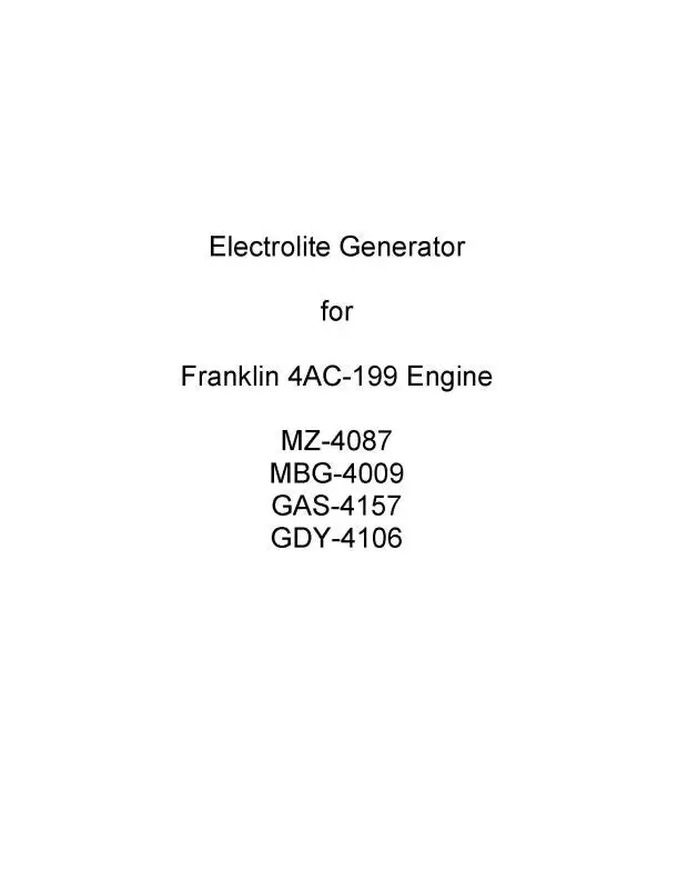 Electric Auto-Lite Mz-4087, Mbg-4009, Gas-4157 Instruction Handbook (Eegenerator-In-C) 1