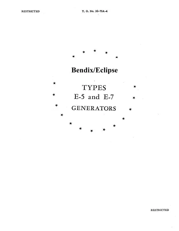 Bendix E-5 & E-7 Generators Overhaul Manual (To#-30-75A-4) 1