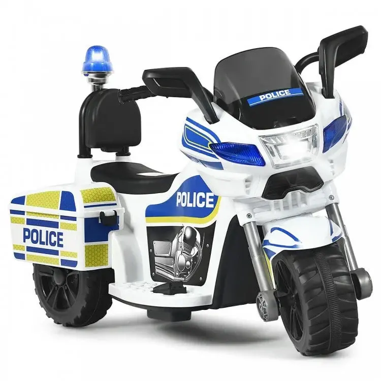 6V 3-Wheel Kids Police Ride On Motorcycle With Backrest 1