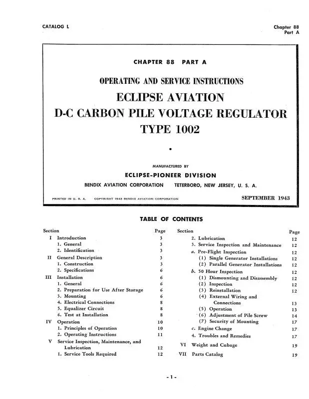Bendix Type 1002 1943 Operating And Service Instructions (Bx1002dccarbon-Op) 1