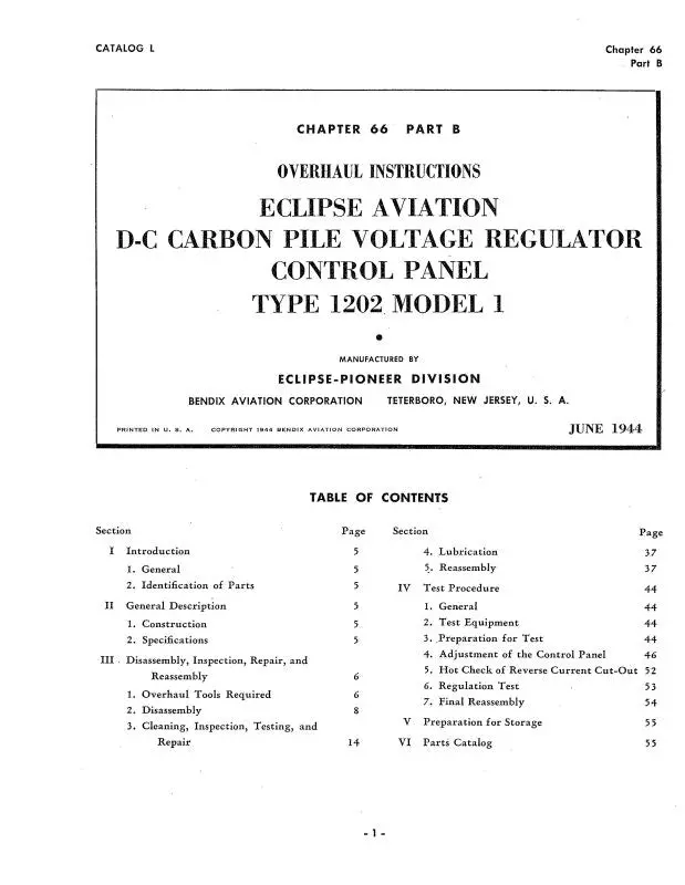 Bendix Type 1202, Model 1 1944 Overhaul Instructions (Bx1202dccarbon) 1