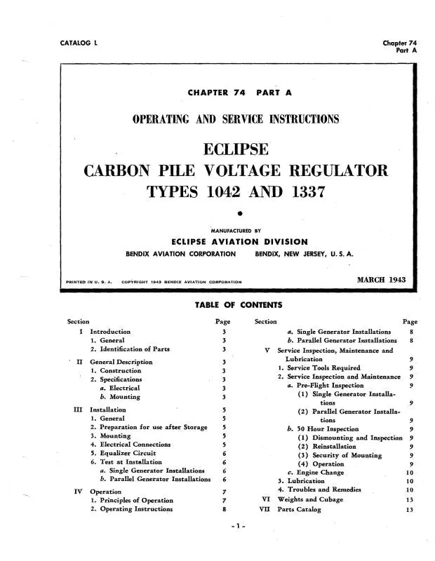 Bendix Type 1042 & 1337 1943 Operating And Service Instructions (Bx1042,1337-43M) 1