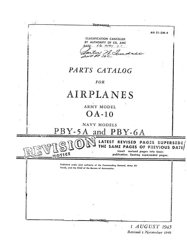 Consolidated Oa-10 Navy Pby-5A, -6A Parts Catalog (01-5M-4) 1