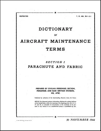 Us Government Parachutes And Fabric Dictionary Of Aircraft Maintenance Terms (30-1-2-1) 1