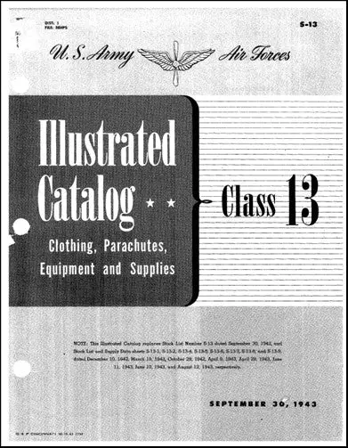 Us Government Clothing, Parachutes, Equipment Illustrated Catalog (S-13) 1