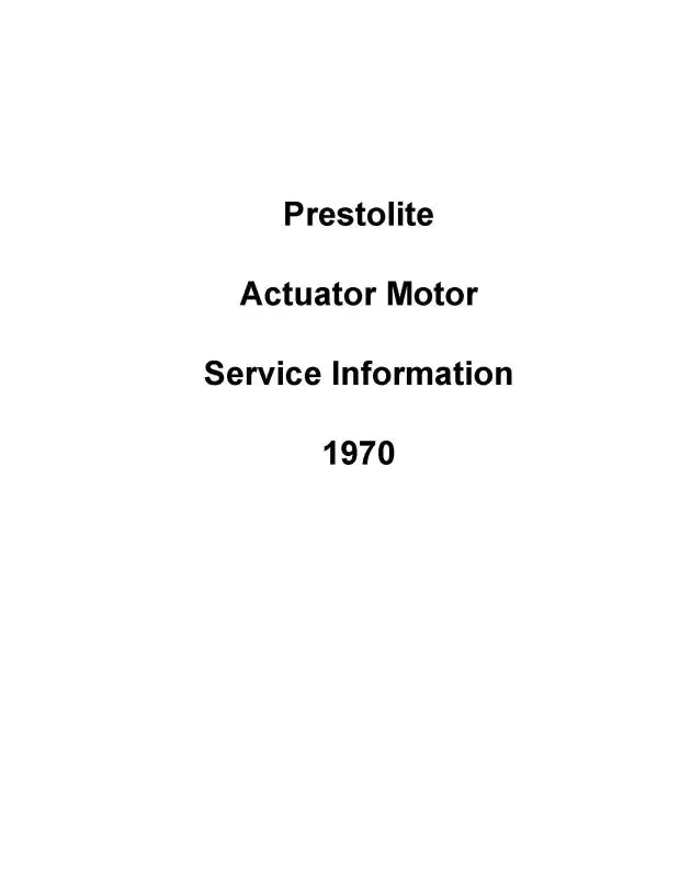 Prestolite Actuator Motor 1979 Service Information (Esz) 1