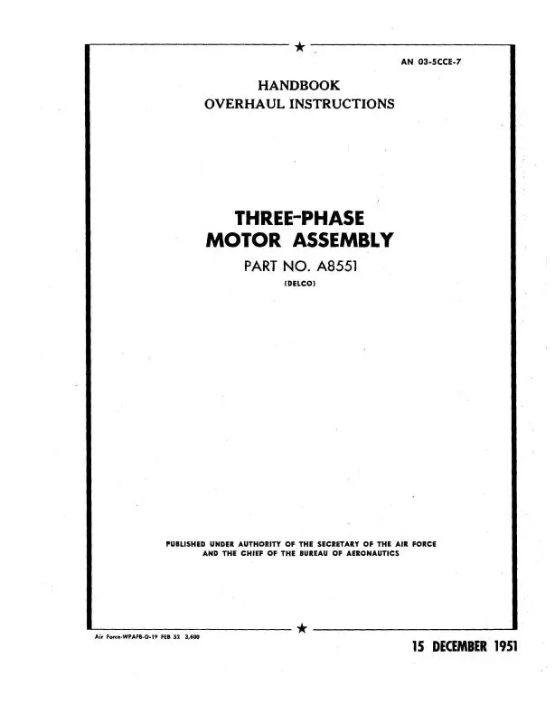 Delco Three-Phase Motor Assembly Overhaul & Parts Catalog (03-5Cce-7) 1