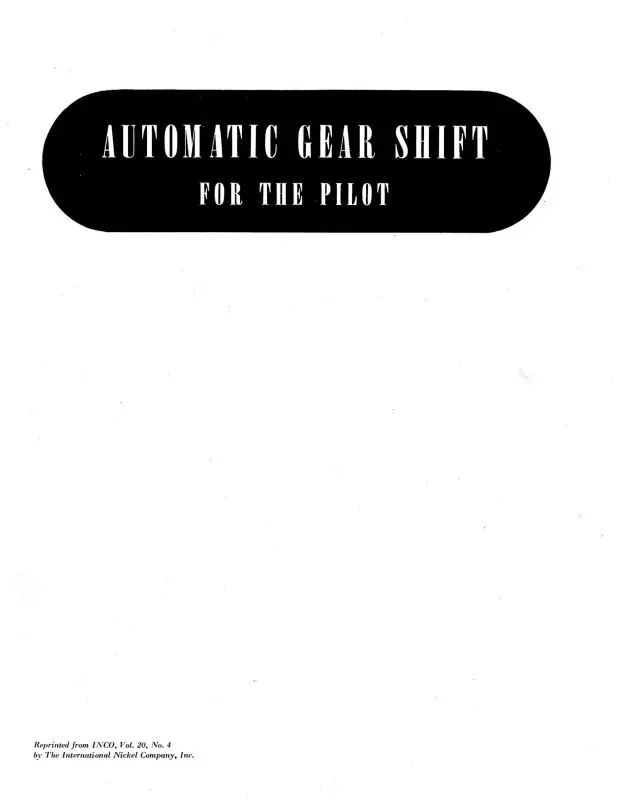 Aeromatic Propellers Automatic Gear Shift Article (A7automaticgear) 1