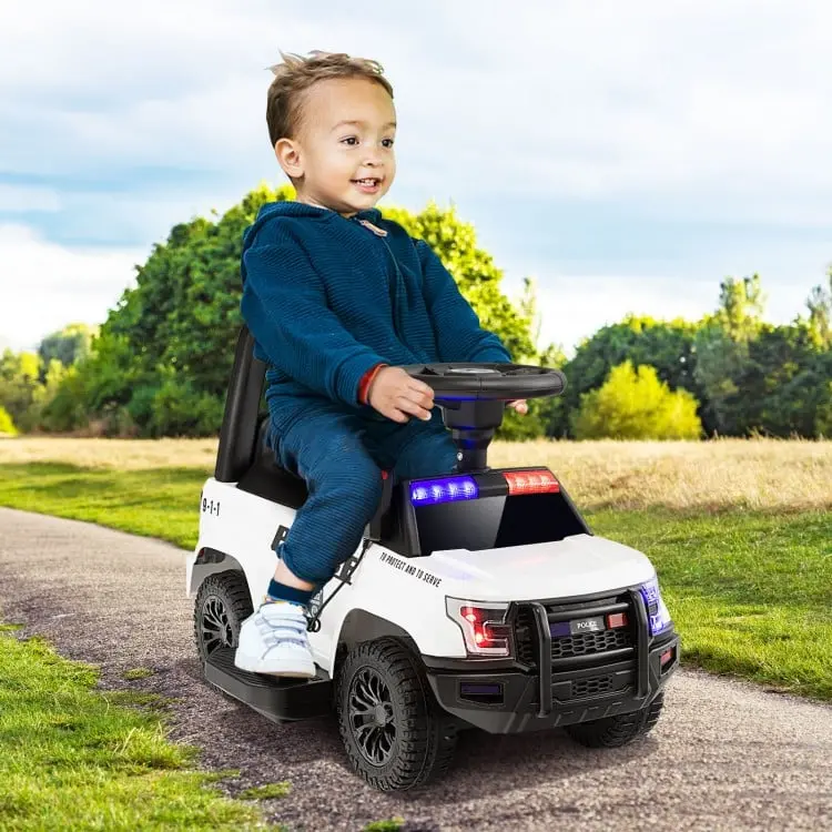 6V Kids Ride On Police Car With Real Megaphone And Siren Flashing Lights 2