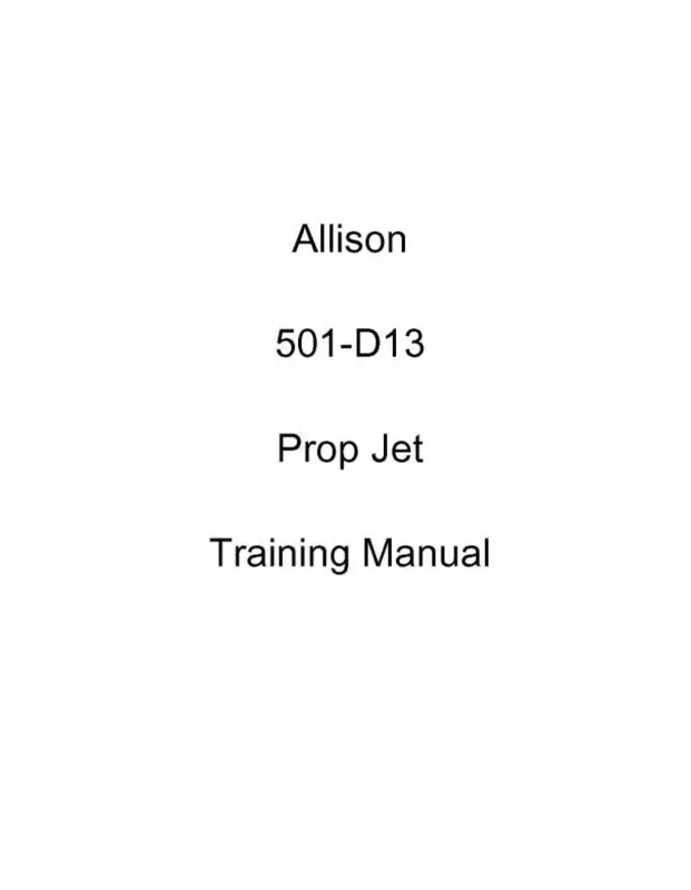 Allison 501-D13 Prop Jet Training  Manual (Aq501-D13-Tr-C) 1