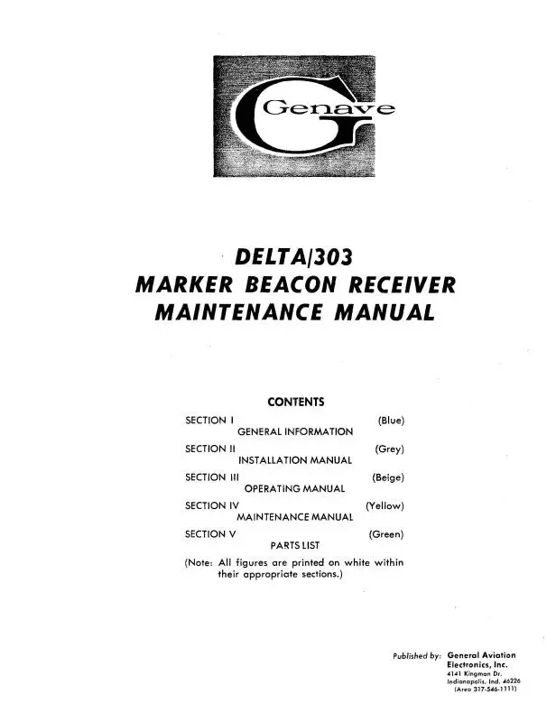 Genave Delta 303 Marker Beacon Receive Maintenance Manual (Gndelta303-M-C) 1
