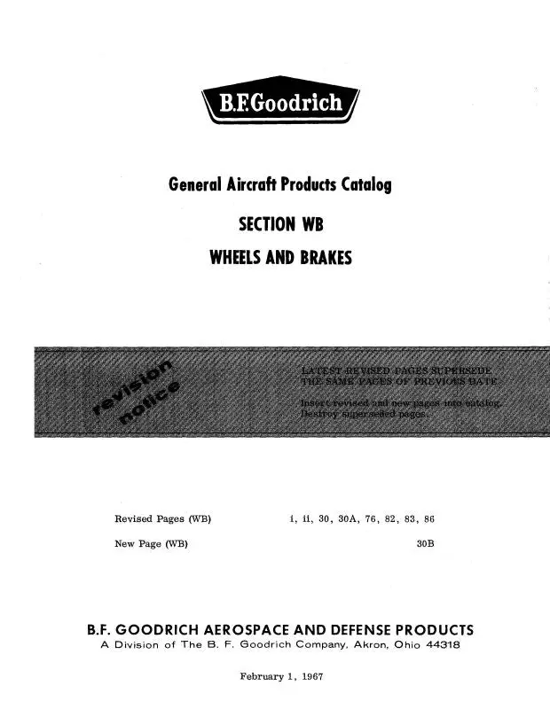 B.F. Goodrich Section Wb Wheels & Brakes Illustrated Parts Catalog (Bfsectionwb-74-P-C) 1