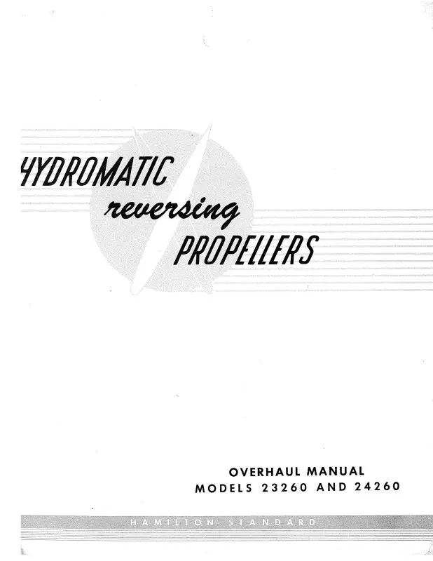 Hamilton Standard Models 23260 And 24260 1950 Overhaul Manual (Hs23260,24260-Oh-C) 1