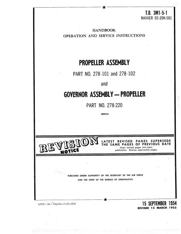 Beech Propeller Assembly 278-101 Operation And Service Instructions (3M1-5-1) 1
