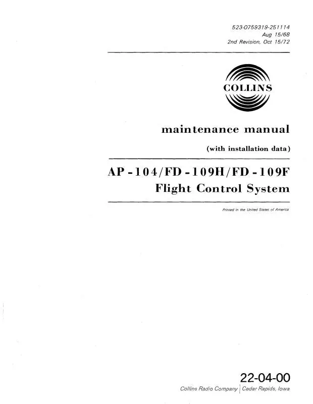 Collins Ap-104-Fd-109H-Fd-109F Maintenance Manual With Installation Data (523-07593319-251114) 1