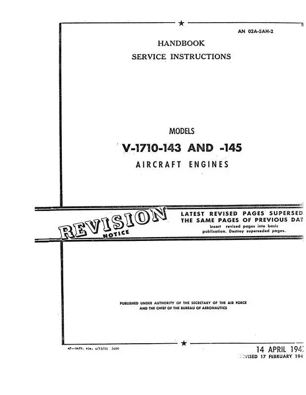 Allison V-1710-143, -145 1947 Maintenance Instructions (02A-5Ah-2) 1