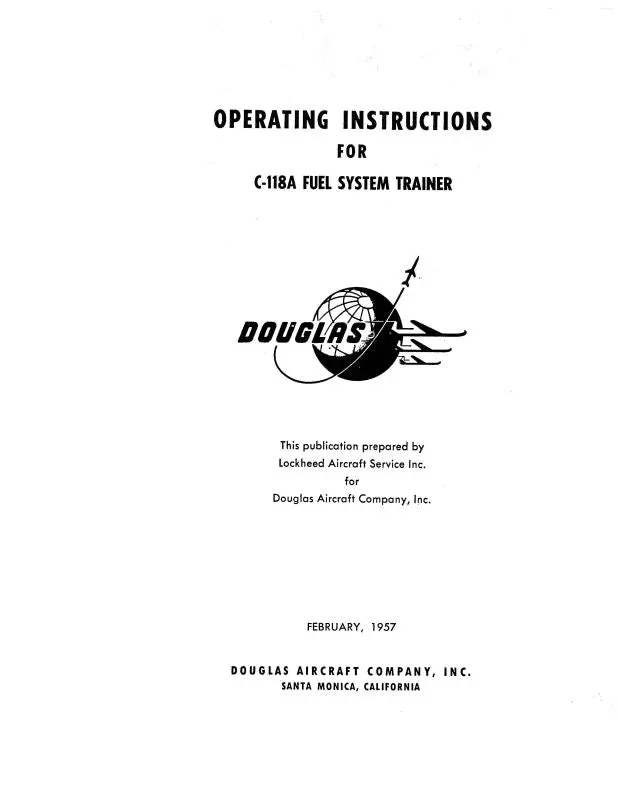 Mcdonnell Douglas C-118A Fuel System Trainer Operating Instructions (Mcc118a-Op-C) 1