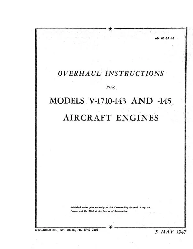 Allison V-1710-143, -145 1947 Overhaul Instructions (02A-5Ah-3) 1