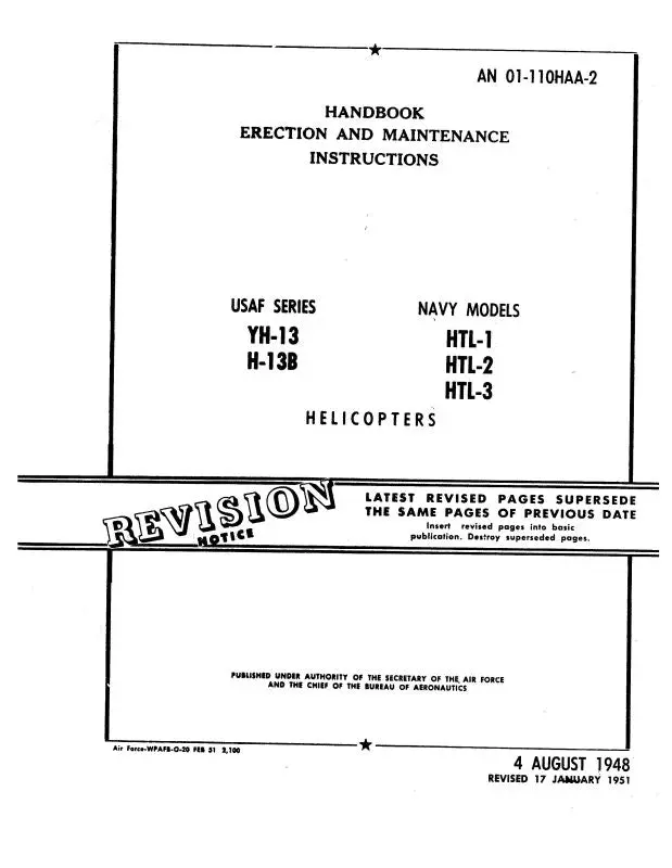 Bell Helicopter Yh-13, H-13B, Hlt-1,-2,-3 Erection & Maintenance Instructions 1