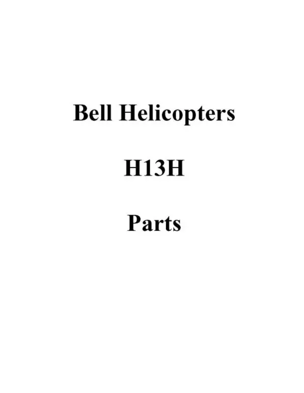 Bell Helicopter H-13H Helicopter Parts Catalog 1H-13H-4 1