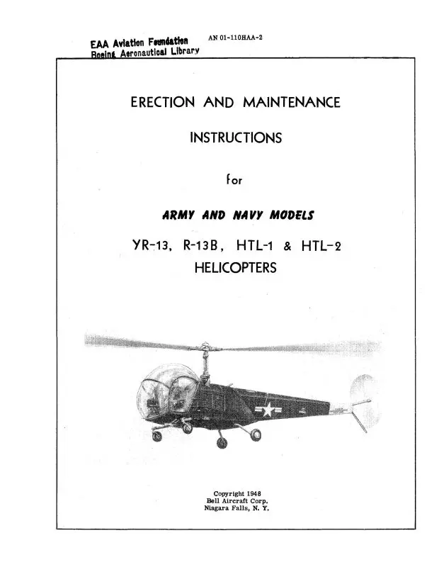 Bell Helicopter Yr-13, R-13B, Hlt-1,-2 Erection & Maintenance Instructions 1
