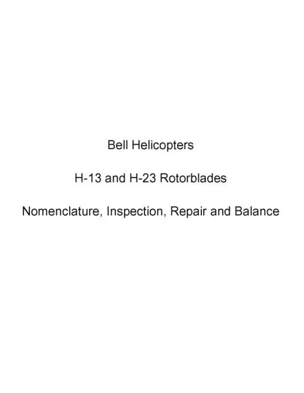 Bell Helicopter H-13, H-23 1960 Advance Sheet 1