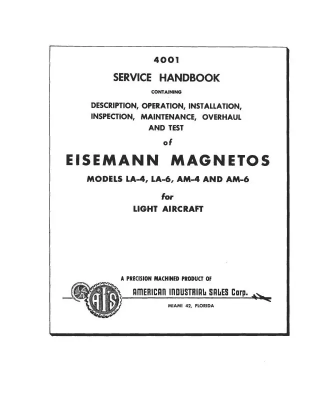 Eisemann La-4,-6,Am-4,-6 Eisemann Mags Service Handbook (Eila4,6,Am4,6) 1