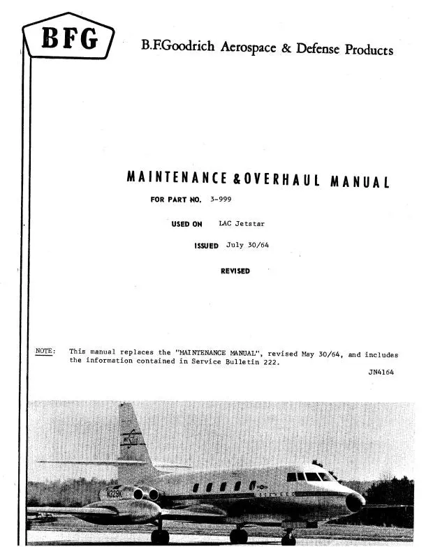 B.F. Goodrich Nose Landing Gear Wheel Part #3-999 Maintenance And Overhaul Manual (Jn36567) 1