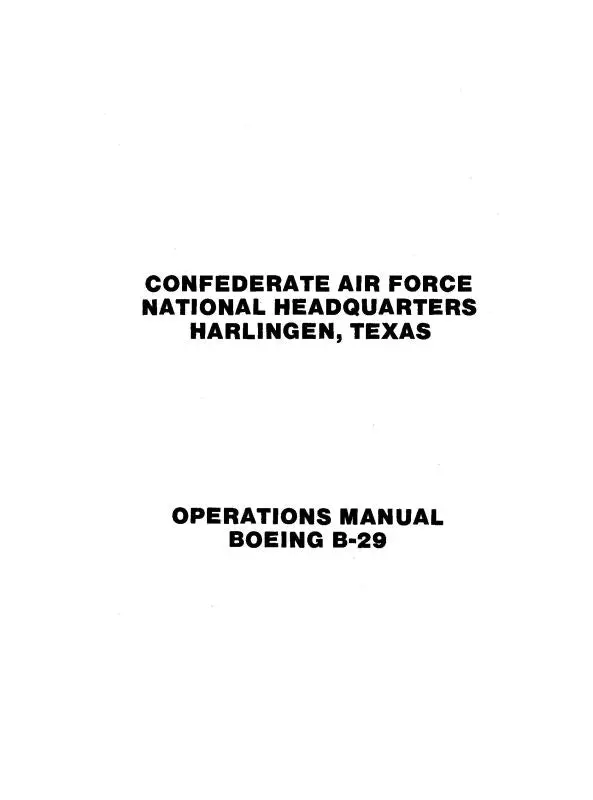 Boeing B-29 Confederate Air Force Operations Manual (Bob29-81-Op-C) 1
